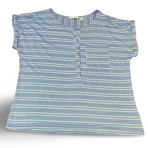 Notations Women's Blue & White Stripped Blouse NWOT Size XL